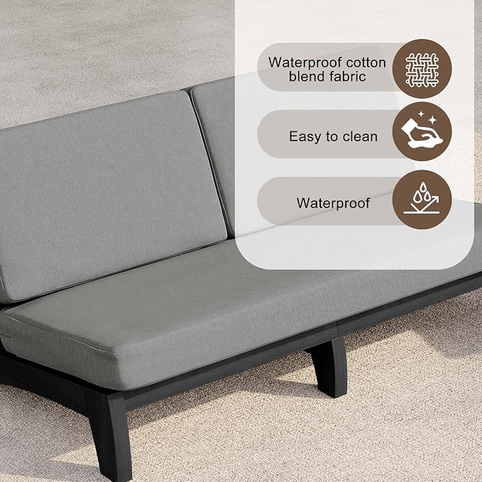 4 Pieces Patio Furniture Sets, All-Weather Outdoor Wood Bistro Set Patio Conversation Coffee Table Chiars and Patio Loveseat for Balcony, Backyard