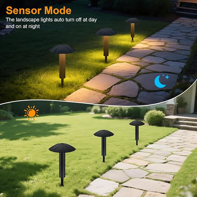 6-Pack Low Voltage Pathway Lights Kit: 24V Plug-in Landscape Lighting kit with Remote/Dusk to Dawn, 3W 3000K, IP65 - All-in-One Set, Easy DIY Install