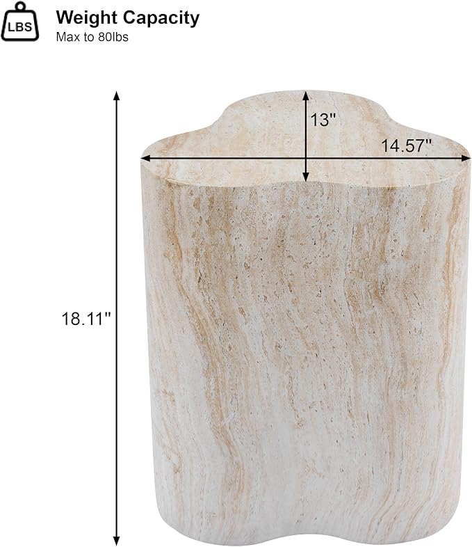Christopher Knight Home Yayce 18.11" H Indoor Outdoor Accent Side Table, Patio Decorative End Table, Cloud-Shaped Lightweight Concrete Garden Stool for Patio Balcony & Garden Decor, Light Beige