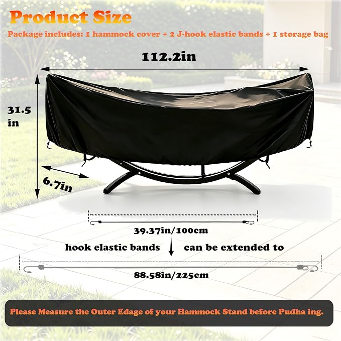 Hammock Cover Waterproof | Heavy Duty 420D Oxford Fabric, Windproof UV Resistant, All Season Protector, Fits Most Hammocks with Stand