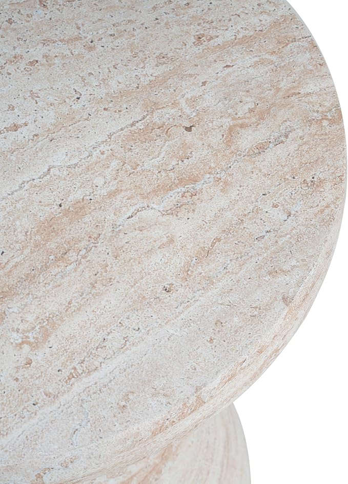 Christopher Knight Home Jayme 20.25" Indoor Outdoor Hourglass Accent Side Table, Patio Decorative End Table, Lightweight Concrete Garden Stool for Patio Living Room Balcony & Garden Decor, Travertine