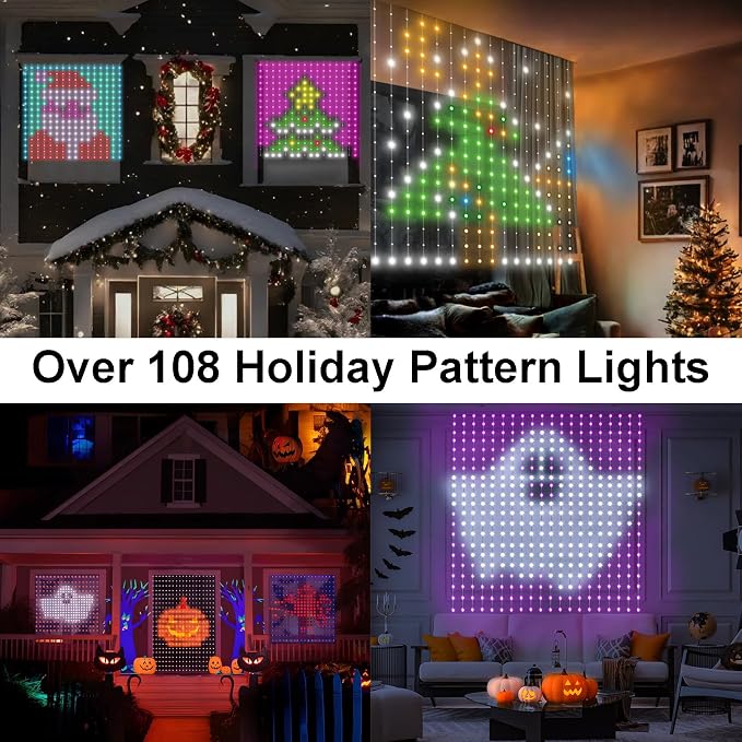 Smart Curtain Lights Plug in 400 LED Curtain Fairy Lights with App & Remote | 6.6Ft x 6.6Ft Music Sync Programmable Window Hanging Light Dynamic DIY for Indoor Outdoor Backdrop Wall Decor