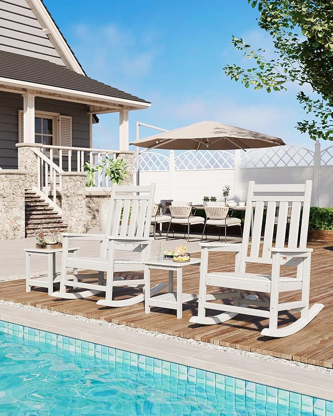 Takywep Adirondack Outdoor Side Table 18 x 15 in, HDPE 2-Tier Patio Side Table, All-Weather End Table for Patio, Pool Deck, Indoor & Backyard, Gray