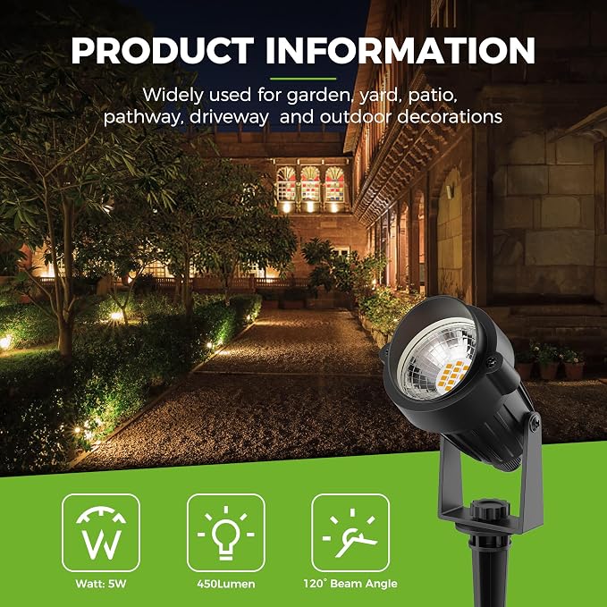L LOHAS LED Dusk to Dawn Plug in Outdoor Spotlight Warm White 1 Pack | Dusk to Dawn Outdoor Lighting with Auto Sensor, Plug in Spot Lights for Yard, Garden, House and Landscape Decoration