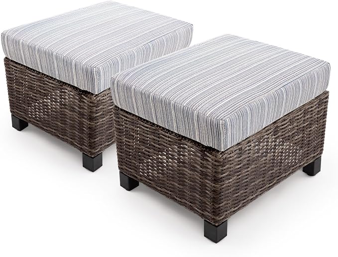 Wicker Patio Conversation Set, Outdoor Patio Chair Set with Deep Seating, Wide Armrests & Thick Cushions, All-Weather Outdoor Furniture Set for Patio, Porch, Deck & Backyard