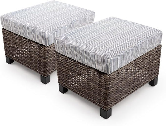Wicker Patio Conversation Set, Outdoor Patio Chair Set with Deep Seating, Wide Armrests & Thick Cushions, All-Weather Outdoor Furniture Set for Patio, Porch, Deck & Backyard