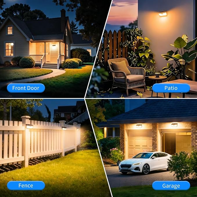 Aootek Solar Lights Outdoor 182 LEDs 2500Lm Warm White Solar Motion Sensor Lights IP65 Waterproof Wide Angle Lamp for Patio Garden Garage Yard Front Door (2-Pack)