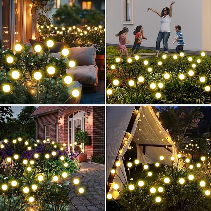 Solar Garden Lights Outdoor Waterproof, Swaying Firefly Light, Garden Decor | 6 Pack Solar Firefly Lights, Auto On/Off Decor for Yard, Patio, Pathway and Lawn, Gifts for Women, Christmas Decor