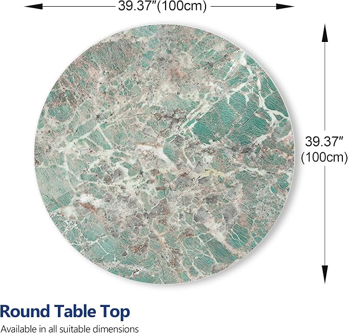 ZL ZELing Round Sintered Stone Table Top 39.3",Replacement Table Top for Indoor & Outdoor - Heat/Scratch Resistant Waterproof Ceramic DIY Desktop, Patio/Balcony/Bistro/Café & Dining Room (Green)