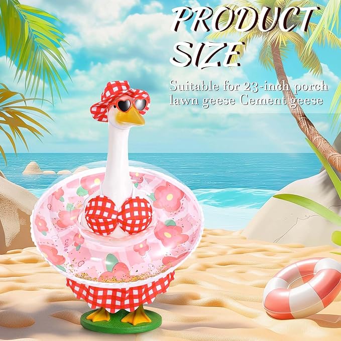 JcHrmers Summer Goose Outfit 23 Inch Porch Goose Bikini Clothes with Swimsuit Swim Ring Hat Sunglasses