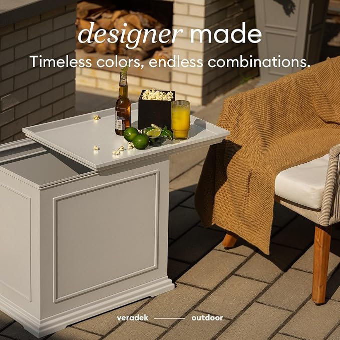 Veradek 30-Gallon Brixton Tray Table - 2-in-1 Outdoor Side Table with Storage + Tray for Patio | Durable All-Weather Resistant | Classic & Functional