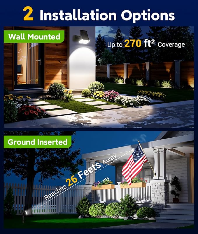LETMY Solar Lights Outdoor Waterproof IP65, 6 Pack Solar Spot Lights Outdoor With 14 Big LEDs, 2-in-1 Wall Lights & 2 Modes Solar Powered Landscape Spotlights for Garage Pathway Yard Decor Garden Gift