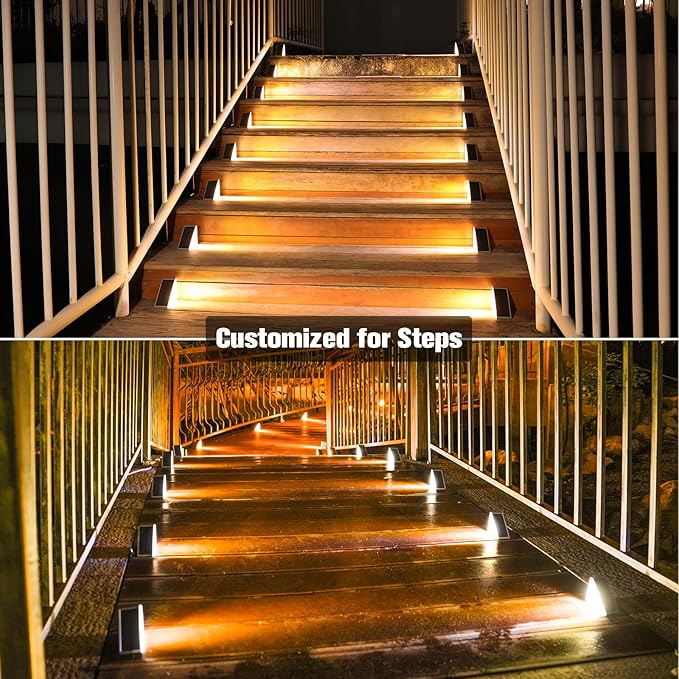 VOLISUN Solar Step Lights for Outside 12 Pack, Solar Stair Lights Outdoor | Waterproof IP67,28 LED,1200 mAH Outdoor Step Light,Outdoor Decor for Garden Stair, Deck, Front Step, Front Porch,and Patio