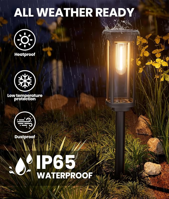 NEWMESSI 8 Pack Solar Pathway Lights Outdoor IP65 Waterproof Super Brightness Solar Powered Landscape Path Lights for Outside Walkway Driveway Garden