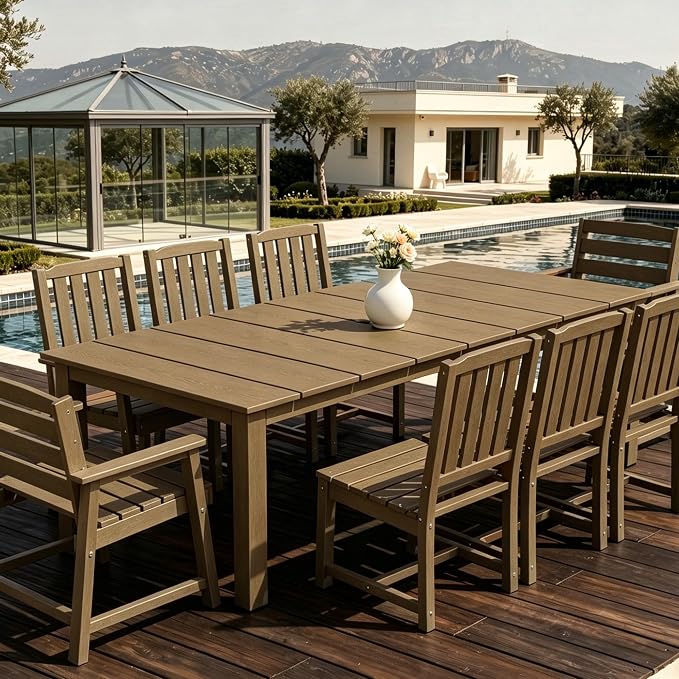 AreShark Patio Dining Chair Set of 2,All Weather HDPE Outdoor Dining Armchairs with Wide Seat and Backrest,Weatherproof Patio Chairs for Garden,Backyard,Deck,Brown