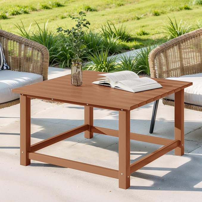 Costaelm Paradise Kids 5-Piece HDPE Outdoor Square Patio Dining Table and Chairs Set, Teak