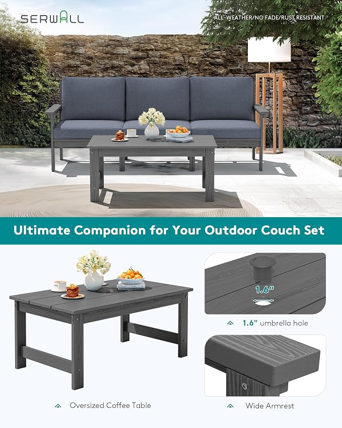 SERWALL HDPE Outdoor Couch with Coffee Table