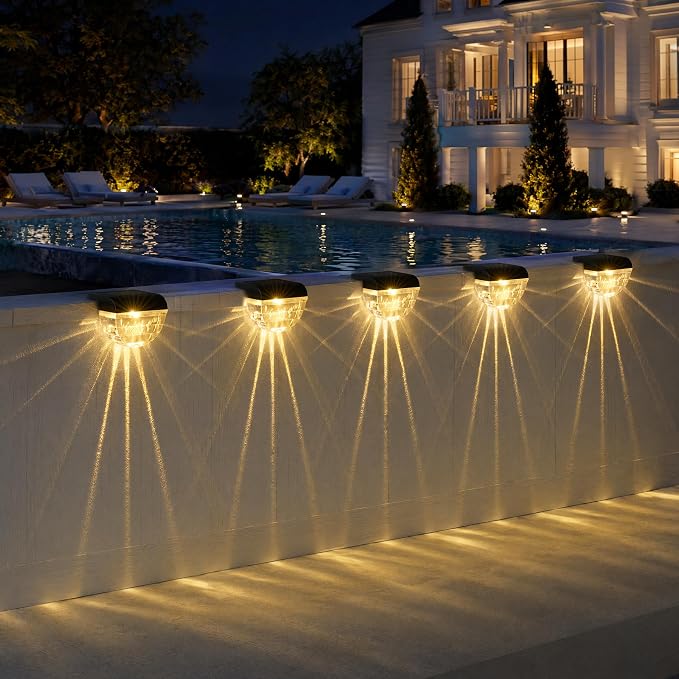 Melunar 12 Pack Solar Deck Lights Outdoor, Solar Step Lights Waterproof for Outside, Yard, Patio, Garden, Pool, Railing, Stairs, Fence (Warm White)