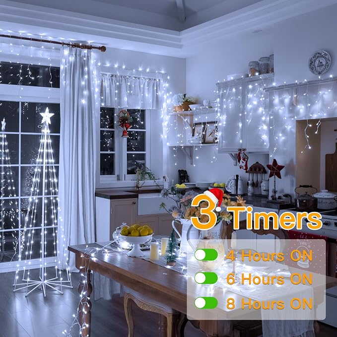 Ollny Icicle Lights for Outside 1000LED 82FT, Cool White Christmas Light with Remote 8Modes Timers Waterproof Dimmable, Plug in Hanging Lights for Outdoor Indoor House Roof Holiday