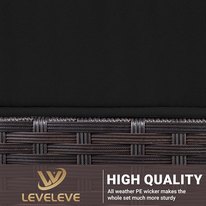 LEVELEVE 7 Pieces Outdoor Patio Furniture Sets,Rattan Conversation Sectional Set,Manual Weaving Wicker Patio Sofa with Tea Table