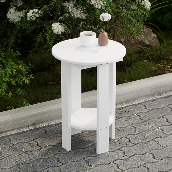 Wildridge Heritage Balcony Table, White - Outdoor Weather Resistant Recycled Plastic Furniture for Patio