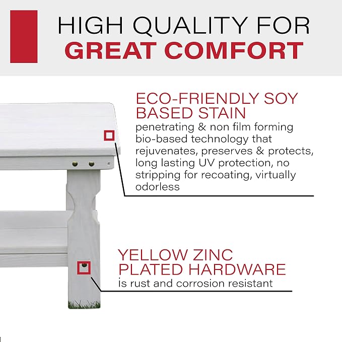 Amish Casual Heavy Duty Outdoor Wood End Table in Semi-Solid White Stain - Quality Crafted in The USA from Treated Pine by Amish Artisans