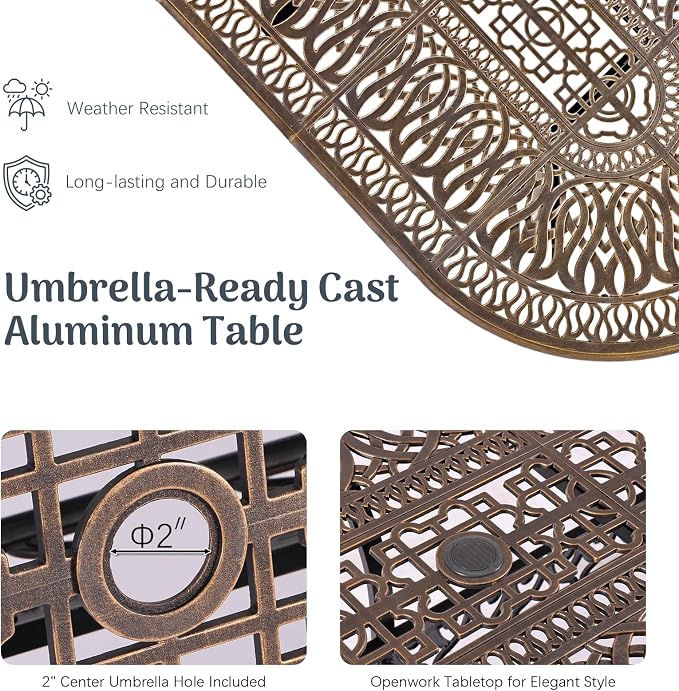 Redlife 9-Piece Cast Aluminum Outdoor Dining Set, 86" Oval Patio Table with Umbrella Hole, 8 Stackable Chairs with Cushion, Lattice Backrest, Waterproof Patio Furniture Set for Deck, Backyard