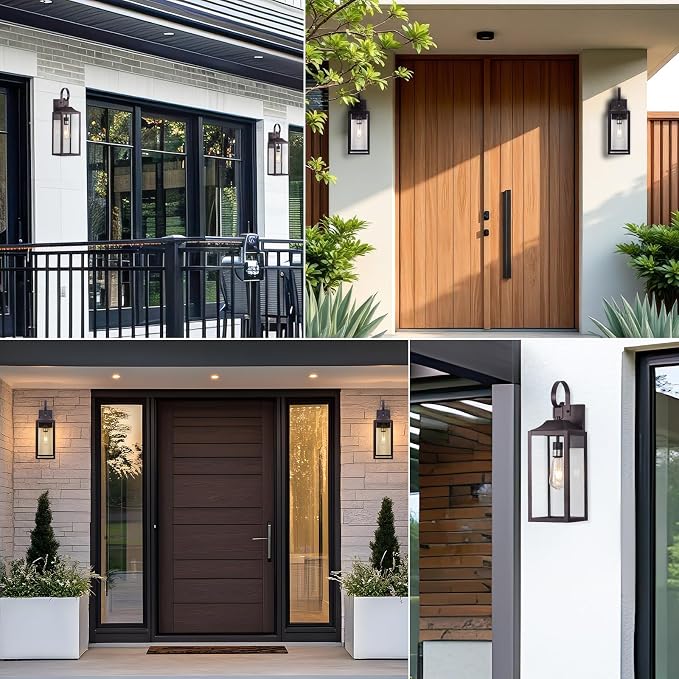 19" Large Outdoor Wall Lantern Porch Light Outdoor Bronze 2 Pack | Waterproof Exterior Lighting Fixtures, Anti-Rust Outdoor Light Fixtures, Modern Wall Sconce, Outside Lights for House Garage