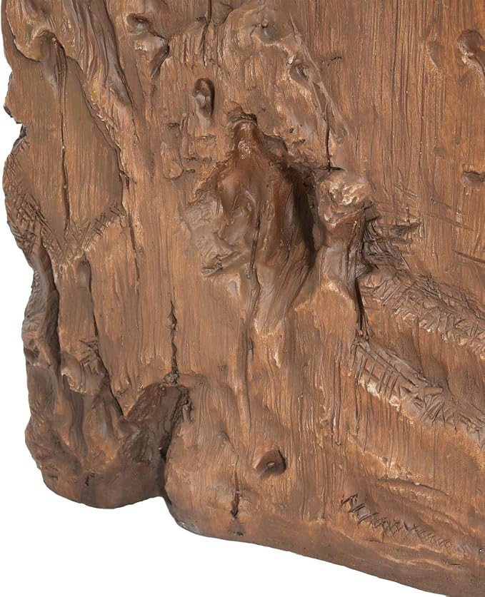 Outdoor Side Table, 15"x15" Tree Stump End Table with Realistic Wood Grain, Weather-Resistant Accent Table for Patio Garden Balcony, Rustic Brown Plant Stand & Drink Holder