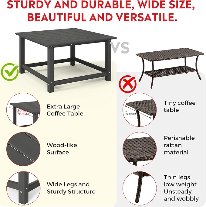 Costaelm Outdoor Kids Table, Toddler Dinner Table Baby Desk Outdoor Childrens Party Tables for Arts & Crafts, Snack Time, Multi-Activity Desk for Ages 2-8 in Classroom/Outside, Gray