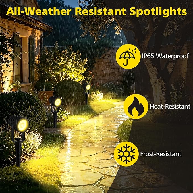 T-SUN Solar Spotlights Outdoor Waterproof, 2-in-1 Solar Landscape Spotlights LED Garden Spot Lights for Yard Tree Garden Pond Pool Area (Warm White)