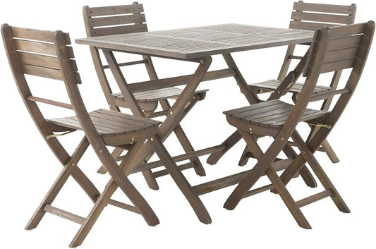 Christopher Knight Home Positano Outdoor Acacia Wood Foldable Dining Set, Grey Finish