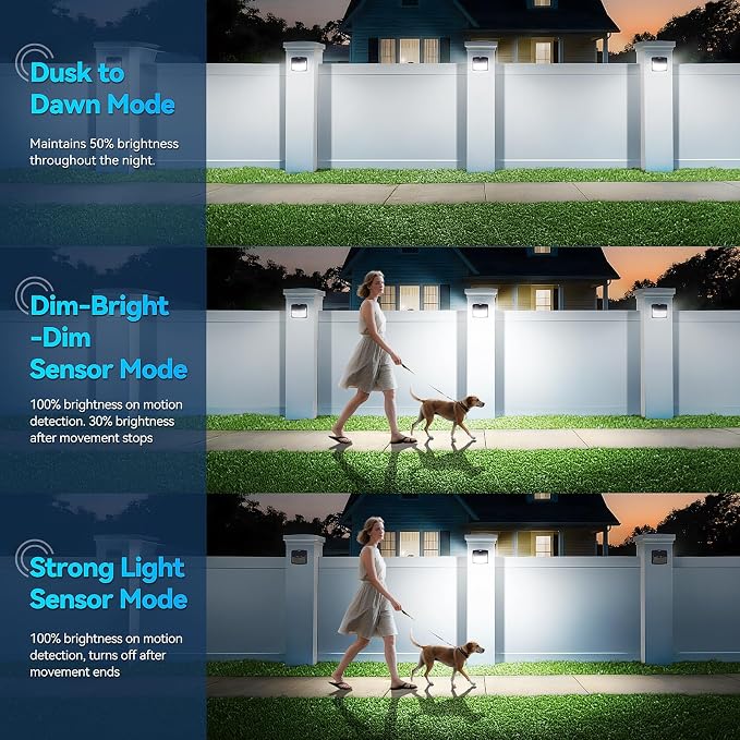 CLAONER Solar Lights Outdoor, [128 LED/4 Packs] Solar Motion Sensor Lights 3 Working Modes Outdoor Lights with 270° Wide Angle Wireless IP65 Waterproof Security Light for Fence Patio, Cold White