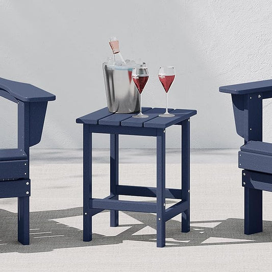 WestinTrends Malibu Square Outdoor Side Table for Adirondack Chair, Navy Blue
