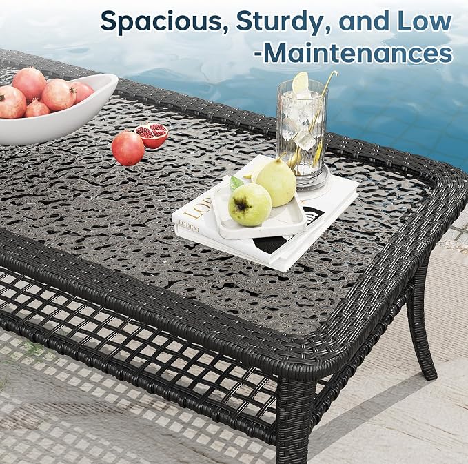 LazySunsets Luxury 9-Piece Patio Furniture Set, 360° Swivel Chairs, Wicker Rattan Sofa with Thick Cushion, Outdoor Conversation Set for Backyard, Poolside & Garden, Black/Beige