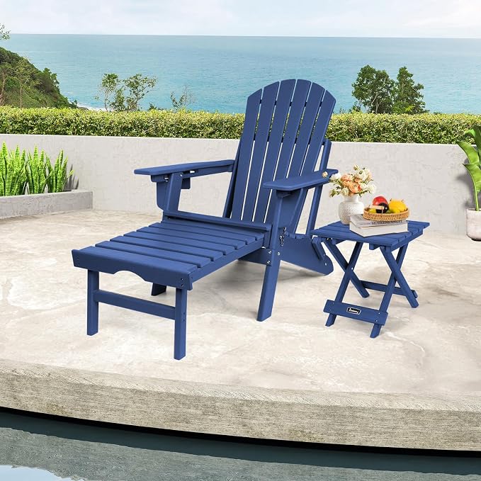 FUNBERRY Outdoor Folding Adirondack Side Table, Patio End Table | No Assembly, Portable, HDPE All Weather, No Rot, No Rust, No Crack, Save Space, Easy-Clean for Indoor or Outdoor