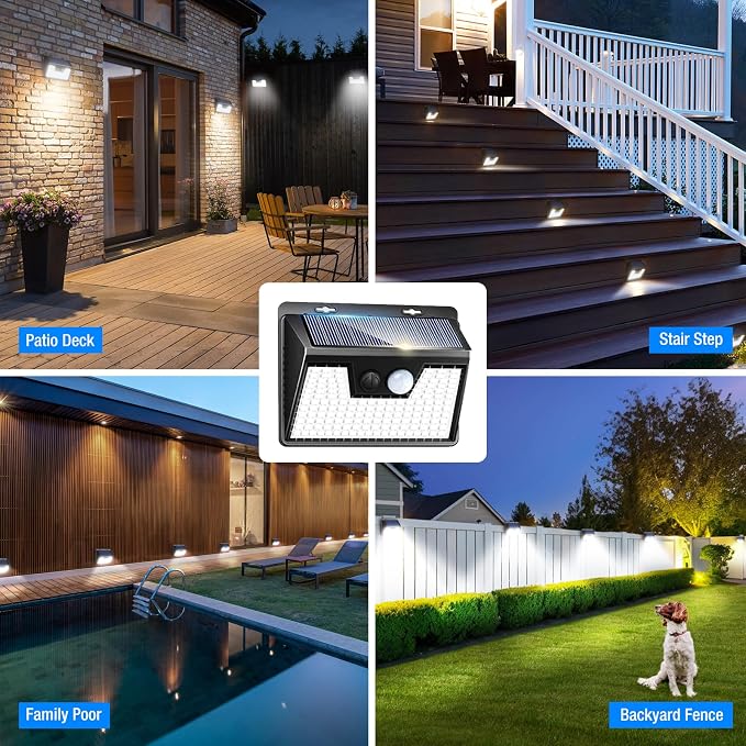 18 Pack/140 LED Solar Lights, Outdoor Waterproof, 3 Lighting Modes, Motion Sensor, Black