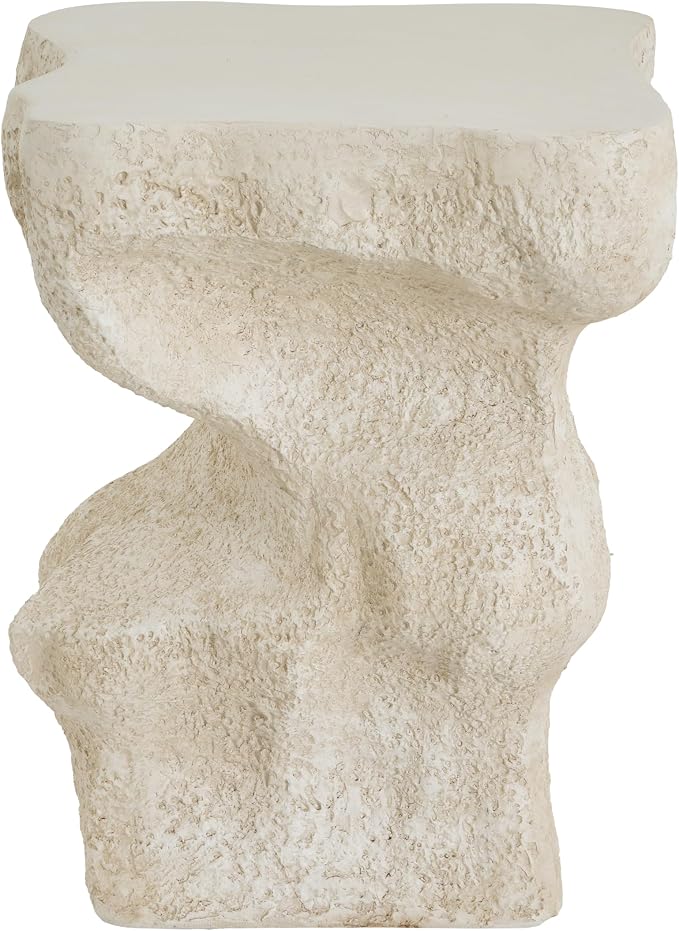 Christopher Knight Home Naomi MGO Outdoor Side Table with Abstract Wavy Design, Square Accent Table with Stone-Like Texture, Weather Resistant Small End Table for Indoor/Outdoor Usage, Beige