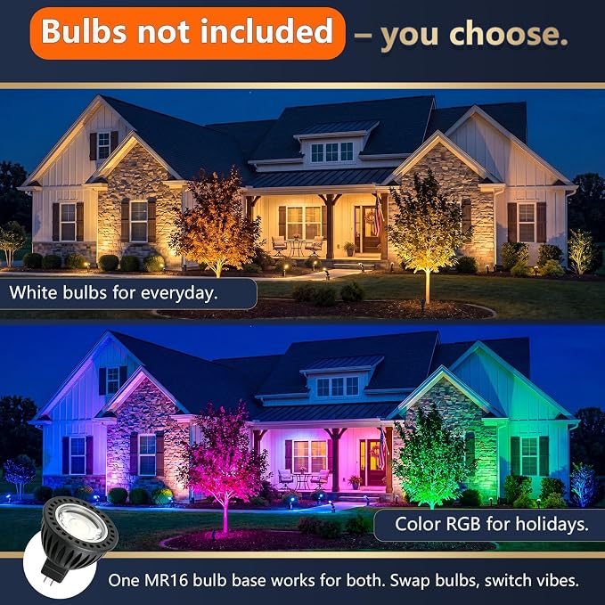 Low Voltage Landscape Lighting,Outdoor Spotlights 12V Uplights | IP65 Waterproof,Die-cast Aluminum,200°Adjustable,Without MR16 Bulb,Heavy Duty Spot Light for Tree Garden Yard Pathway,1Pack
