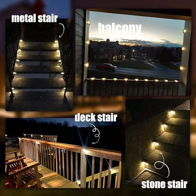 SOLPEX Solar Deck Lights Outdoor 16 Pack,Step Light Waterproof,Warm White | Led Solar lights for Outdoor Stairs,Step,Fence,Yard,Patio and Pathway