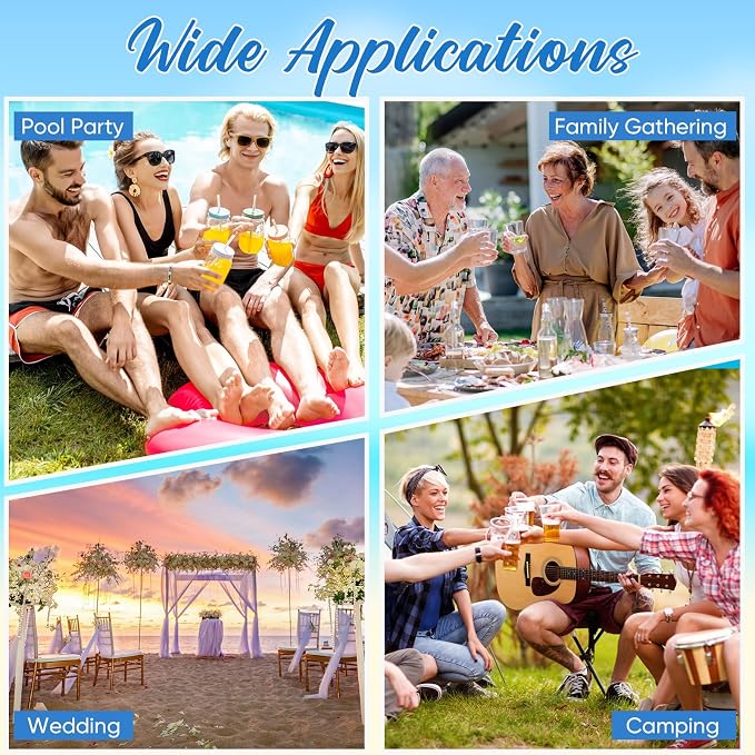 SiliFine Set of 3 Pool Party Supplies 4 Foot Folding Ice Table Cooler Table Outdoor Mesh Food Covers Food Tent Inflatable Serving Bars Food Trays for Party Buffet for BBQ Picnic Camping