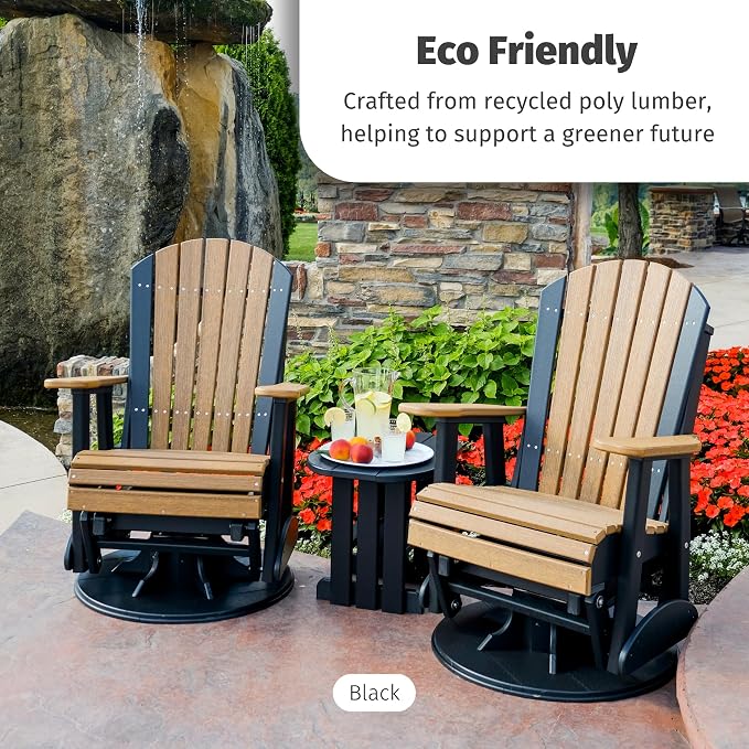 LuxCraft Poly Small Table Stand, Outdoor Side Tables for Patio, Weatherproof Patio End Table for Outside, Eco Friendly and UV Resistant HDPE - Amish Made in USA (Dove Gray & Black)