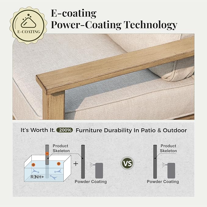 MIXPATIO 5-Piece Outdoor Patio Furniture Set, Steel Sectional Patio Conversation Sets, All-Weather Outdoor Furniture Sets with Waterproof Thick Cushions for Porch, Garden, Backyard, Deck-Beige