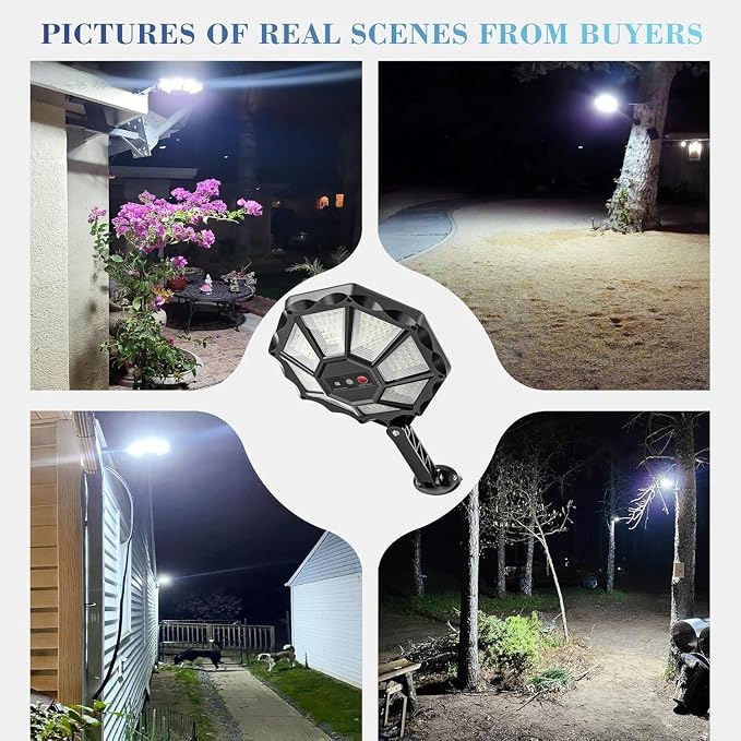 OKPRO Solar Lights Outdoor, 168LED 6500K Flood Light Dusk to Dawn | 8 Sides Solar Outdoor Lights with Motion Sensor, IP66 Waterproof Solar Street Lights Outdoor for Yard, Pools(2 Pack)