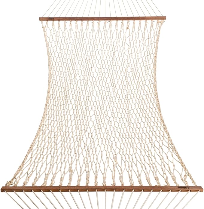 Hatteras Hammocks DC-11OT Small Oatmeal Duracord Rope Hammock with Free Extension Chains & Tree Hooks, Handcrafted in The USA, Accommodates 1 Person, 450 LB Weight Capacity, 11 ft. x 45 in.