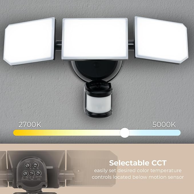 Guardian Flood and Security Wall Light with 3 Lights 3,400 Lumens 30 Watts and Programmable Motion and Photo Sensor in Bronze