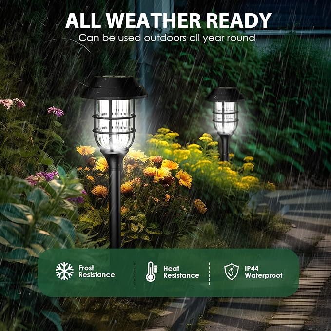 SOLPEX Solar Pathway Lights Waterproof Outdoor Lighting, 12 Pack Cold White | 8-12H Runtime, Auto On/Off, Tool-Free Install, Yard/Garden/Pathway/Patio/Walkway/Driveway