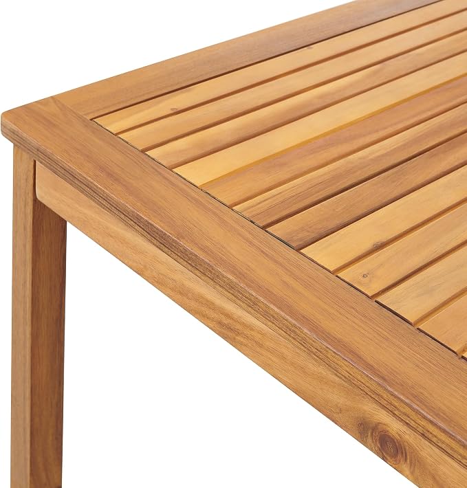 Alaterre Furniture Okemo 8 Piece Outdoor Dining Set with Umbrella - Solid Acacia Wood Outdoor Furniture Set with 63” Patio Table, 6 Patio Chairs, and 10ft Orange Umbrella