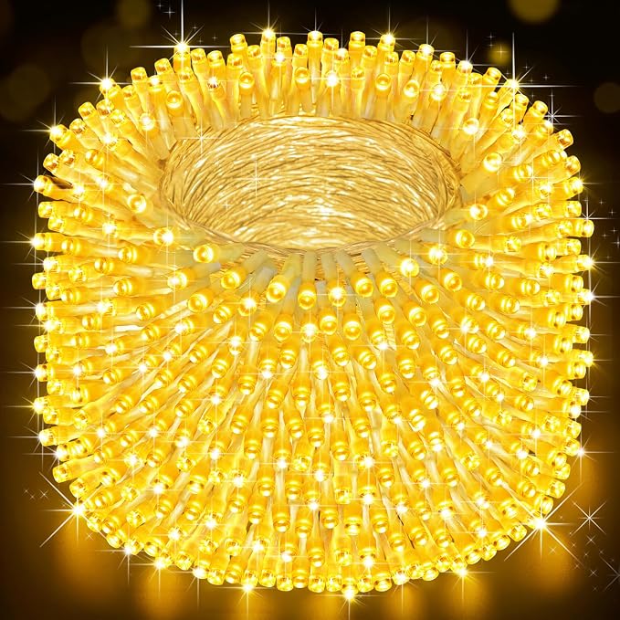 Christmas Lights Outdoor, 522FT 1300 LED String Lights with 8 Lighting Modes, Timer Memory Twinkle Fairy Lights Waterproof Plug in for Xmas Tree Wedding Party Holiday Decor(Warm White)