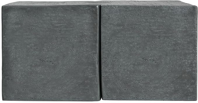 Christopher Knight Home Loire MGO Outdoor Side Table Set of 2, Concrete Indoor/Outdoor Nesting Coffee Table, Multi-Purpose Patio End Table, No Assembly, Stone Gray